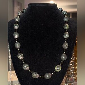 Handcrafted Green and Black Beaded Necklace